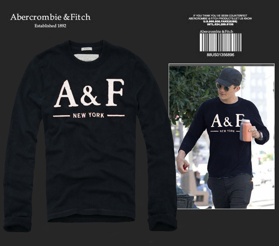 Abercrombie Fitch Hombres De Cuello Redondo Con Gente Fotos Largo Remera AF6043